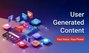 Diverse group of customers sharing photos, videos, and reviews of a product on social media, symbolizing user-generated content (UGC) in action
